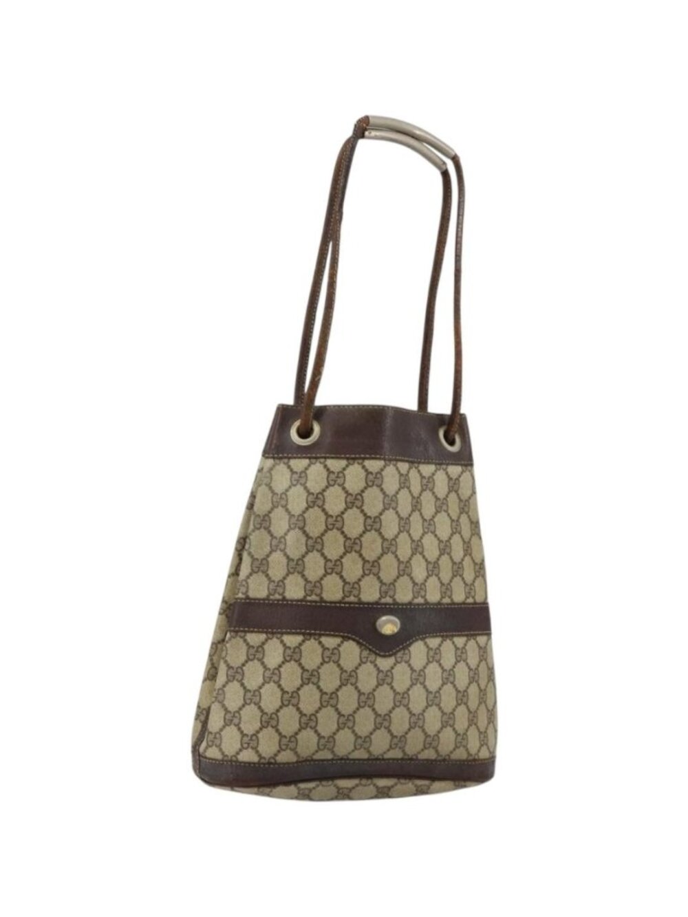 GUCCI GG Supreme Shoulder Bag PVC Beige Gold